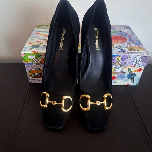 NIB- Jeffrey Campbell Linnae Suede Horsebit Heels - Picture 9 of 11